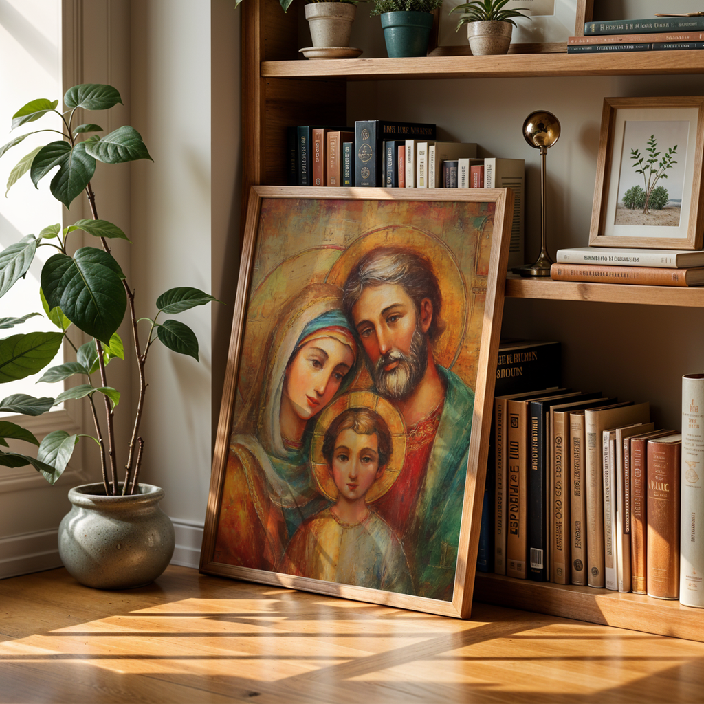 Holy Family Portrait Wall Art, Wedding and Housewarming Gift, Sacred Home Decor