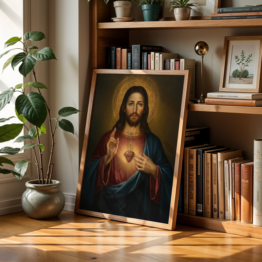 Sacred Heart of Jesus Portrait Print, First Communion and Faith Gift, Holygraceart