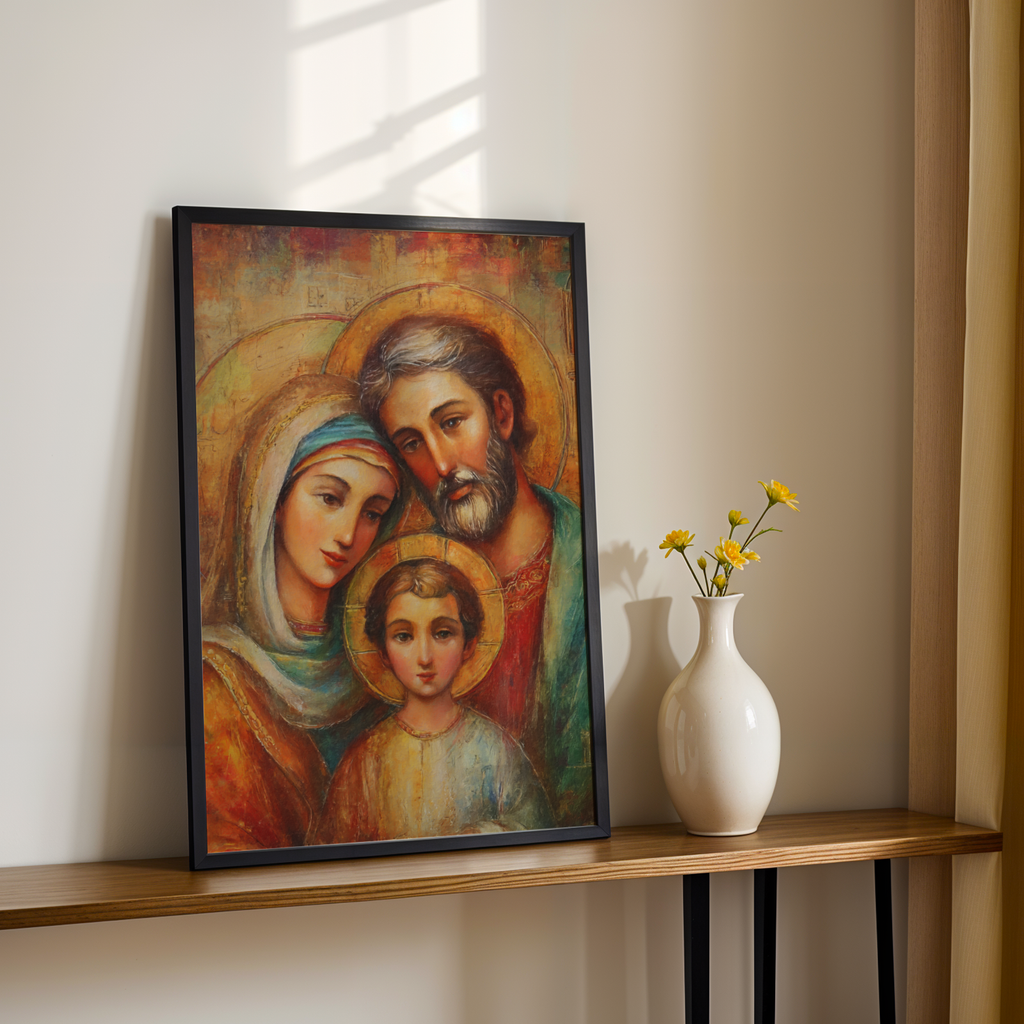 Holy Family Portrait Wall Art, Wedding and Housewarming Gift, Sacred Home Decor