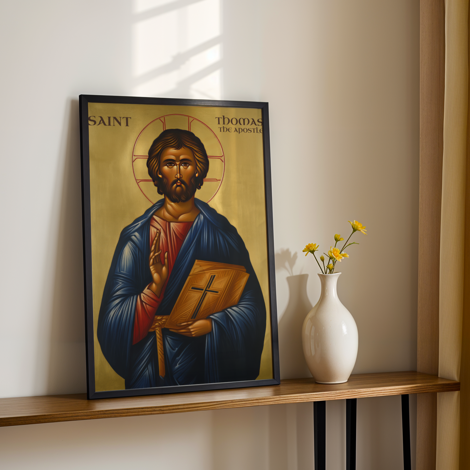 Saint Thomas the Apostle Icon Print, Baptism Gift, Apostolic Devotion Wall Art