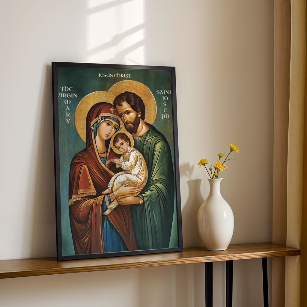 Holy Family Icon Print, Wedding Gift, Marriage Blessing Gift, Orthodox Wall Art