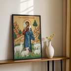 The Good Shepherd Icon Print, Baptism Gift, Sacred Wall Art for Prayer Corner, Holygraceart