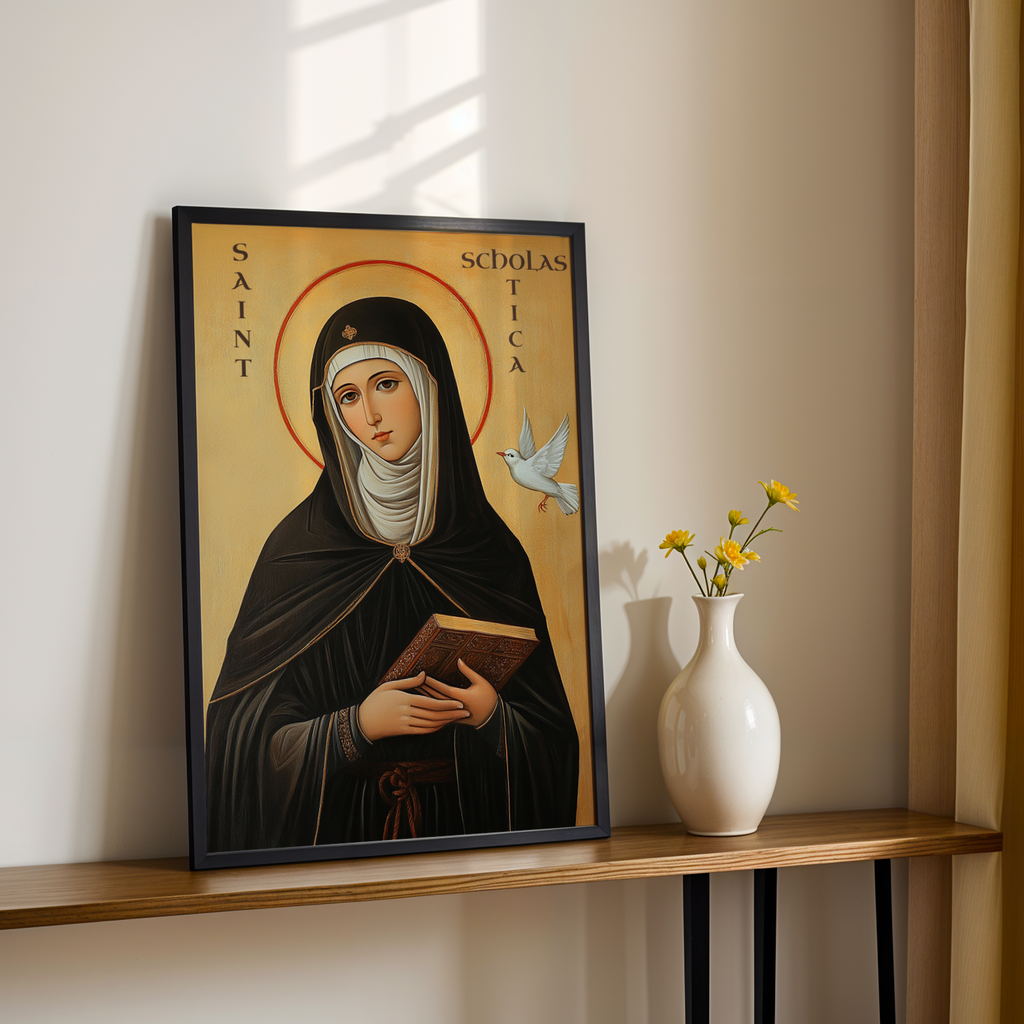 Saint Scholastica of Nursia, Patron Saint Gift, Orthodox Icon Print, Holygraceart