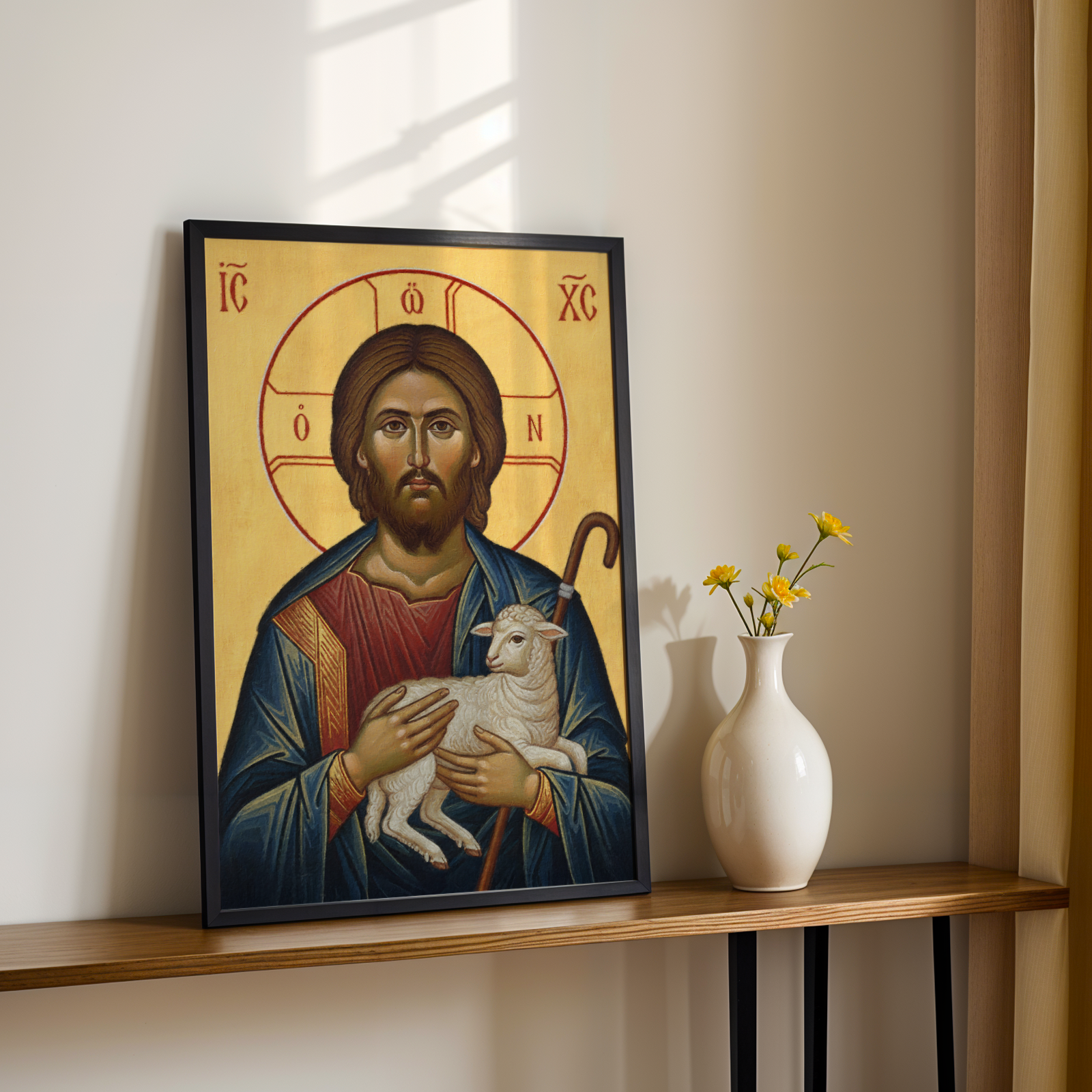 Christ the Good Shepherd Orthodox Icon Print, House Blessing Gift, Holygraceart