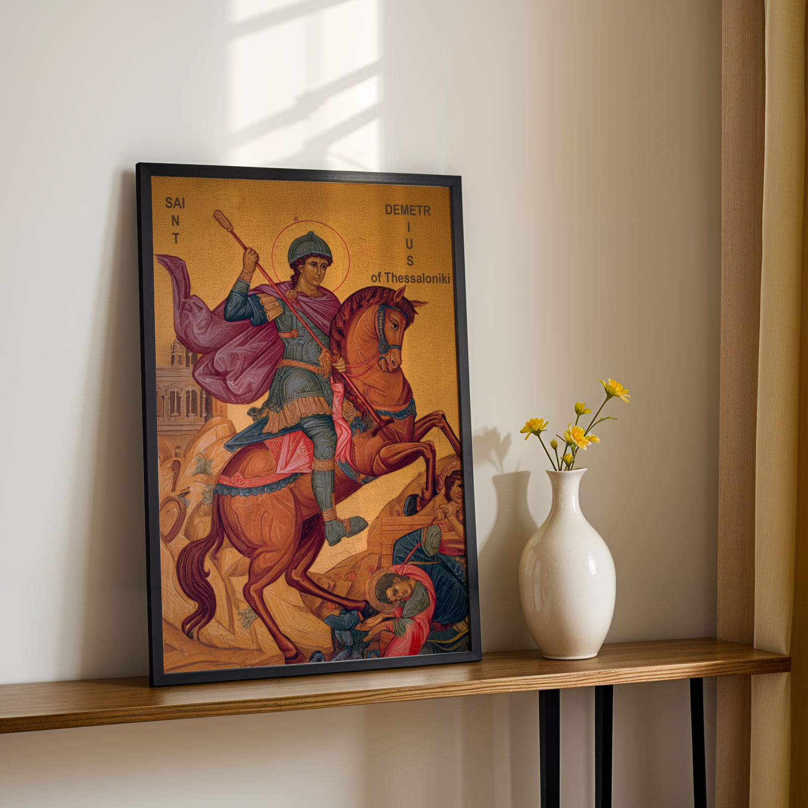 Saint Demetrius of Thessaloniki Icon Wall Art, Warrior Protection Gift Orthodox