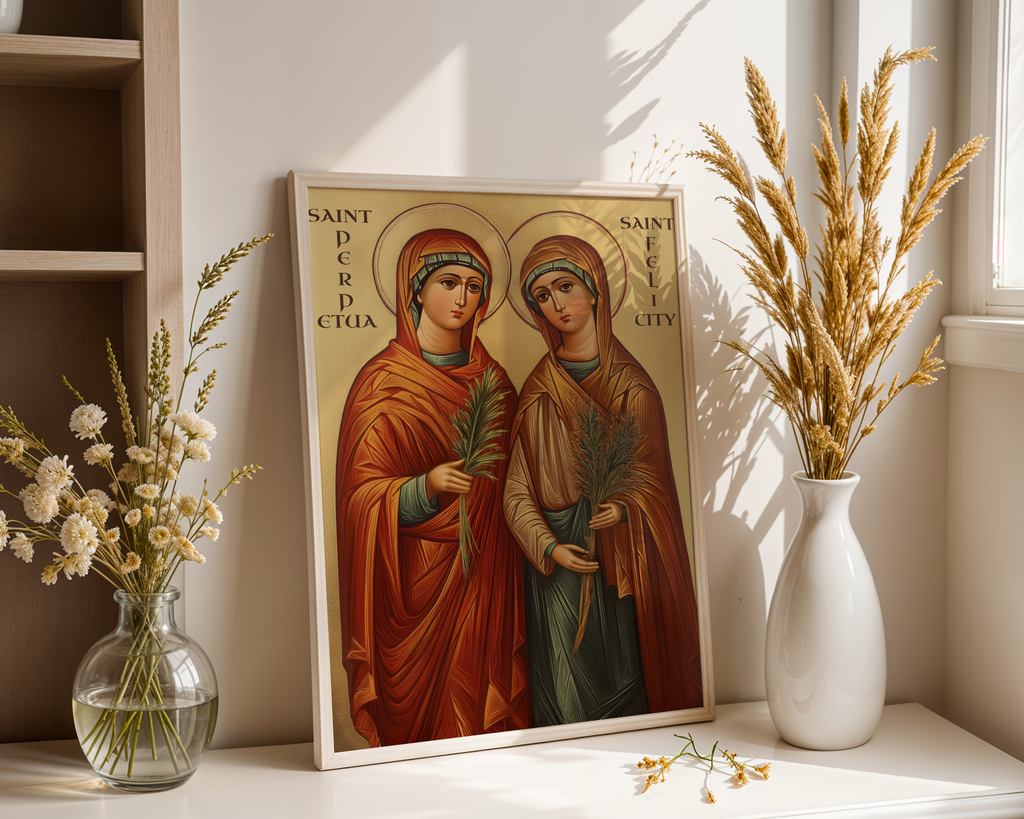 Saints Perpetua and Felicity Icon Print, Women of Faith, Home Altar Decor, Holygraceart