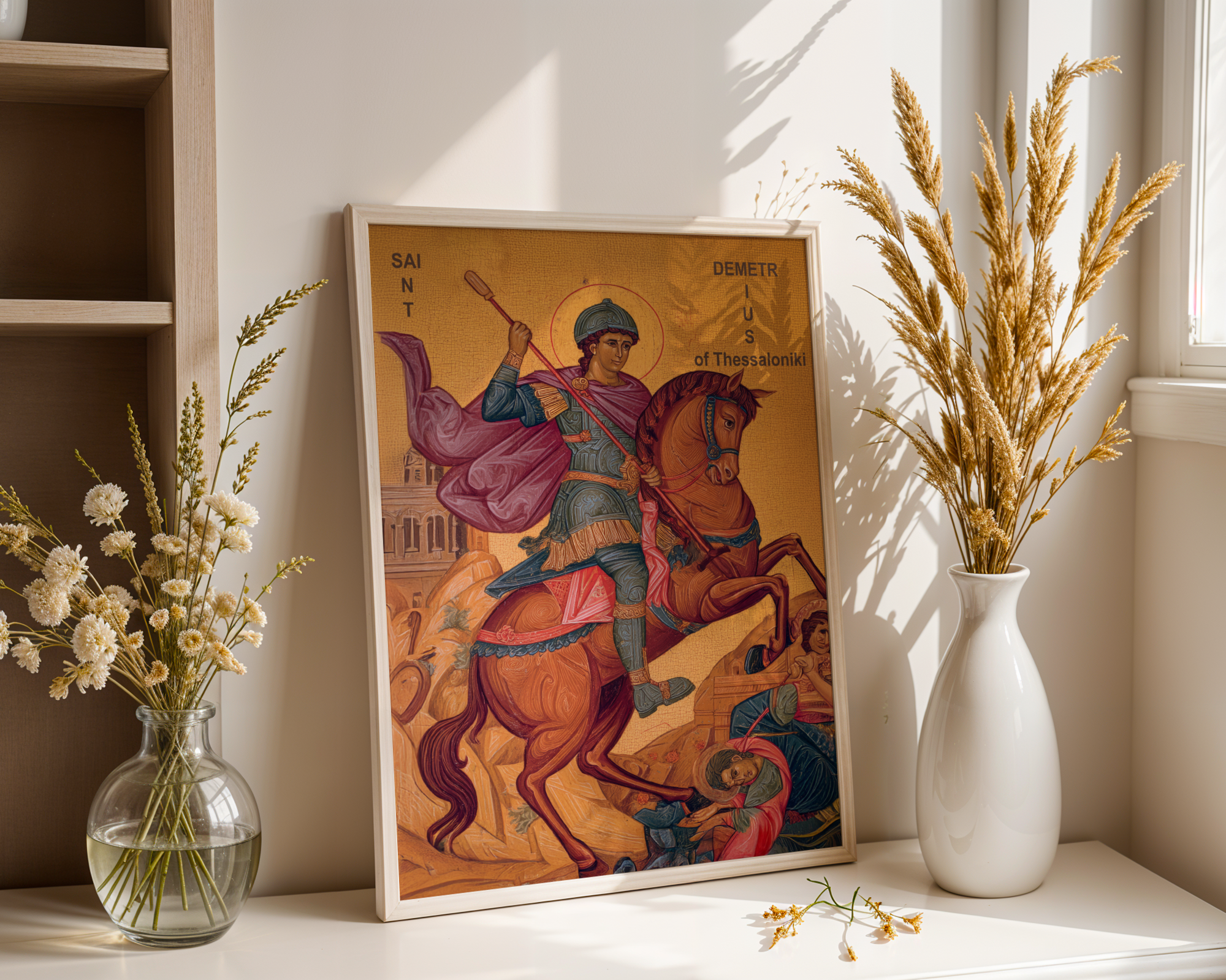 Saint Demetrius of Thessaloniki Icon Wall Art, Warrior Protection Gift Orthodox