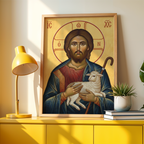 Christ the Good Shepherd Orthodox Icon Print, House Blessing Gift, Holygraceart