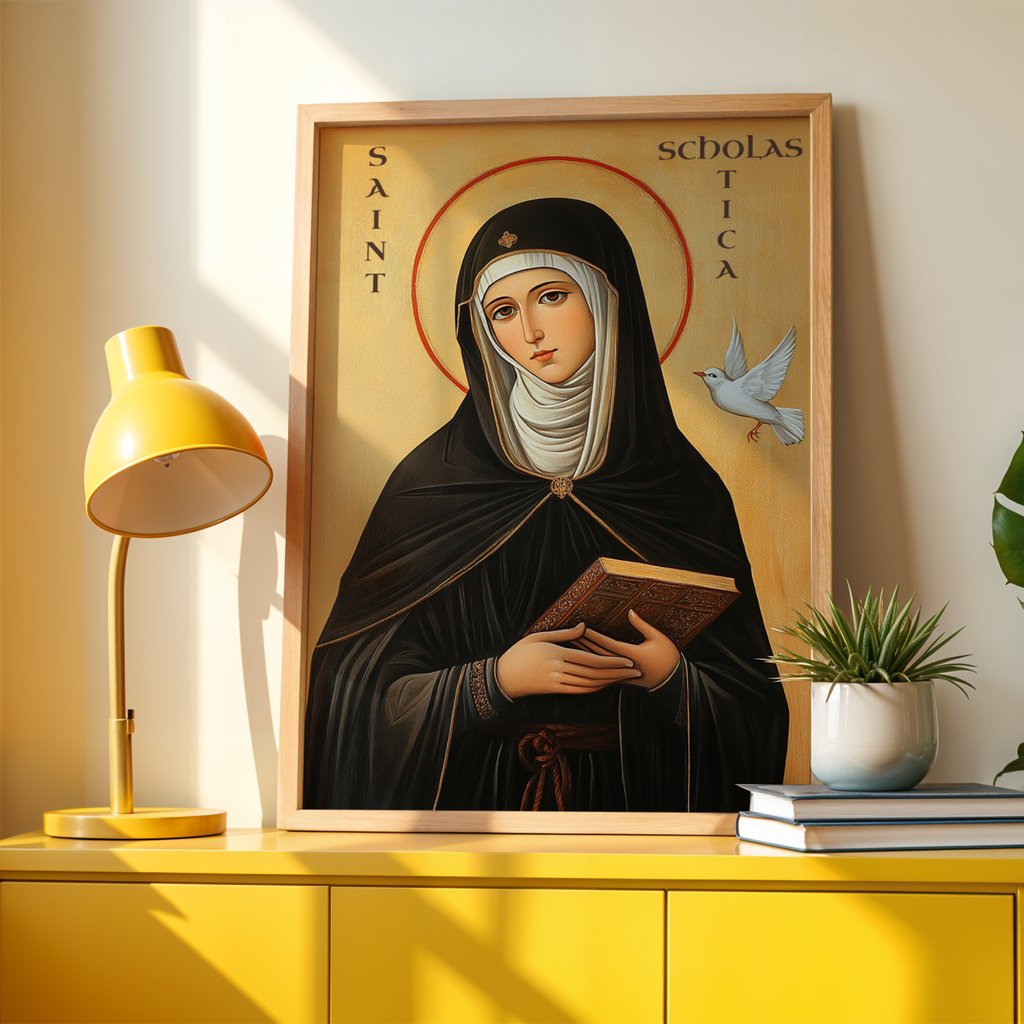 Saint Scholastica of Nursia, Patron Saint Gift, Orthodox Icon Print, Holygraceart