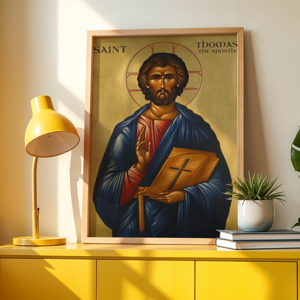 Saint Thomas the Apostle Icon Print, Baptism Gift, Apostolic Devotion Wall Art
