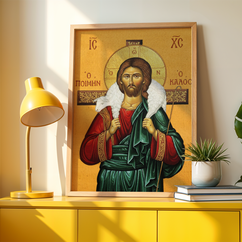 Jesus Christ the Good Shepherd Orthodox Icon Print, Sacred Wall Art, Holygraceart