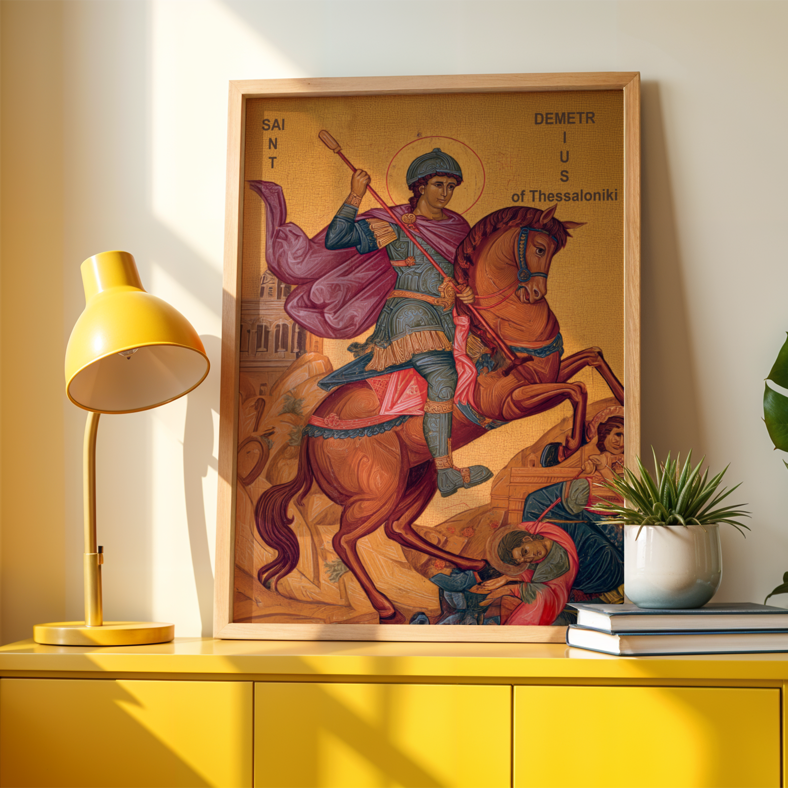 Saint Demetrius of Thessaloniki Icon Wall Art, Warrior Protection Gift Orthodox