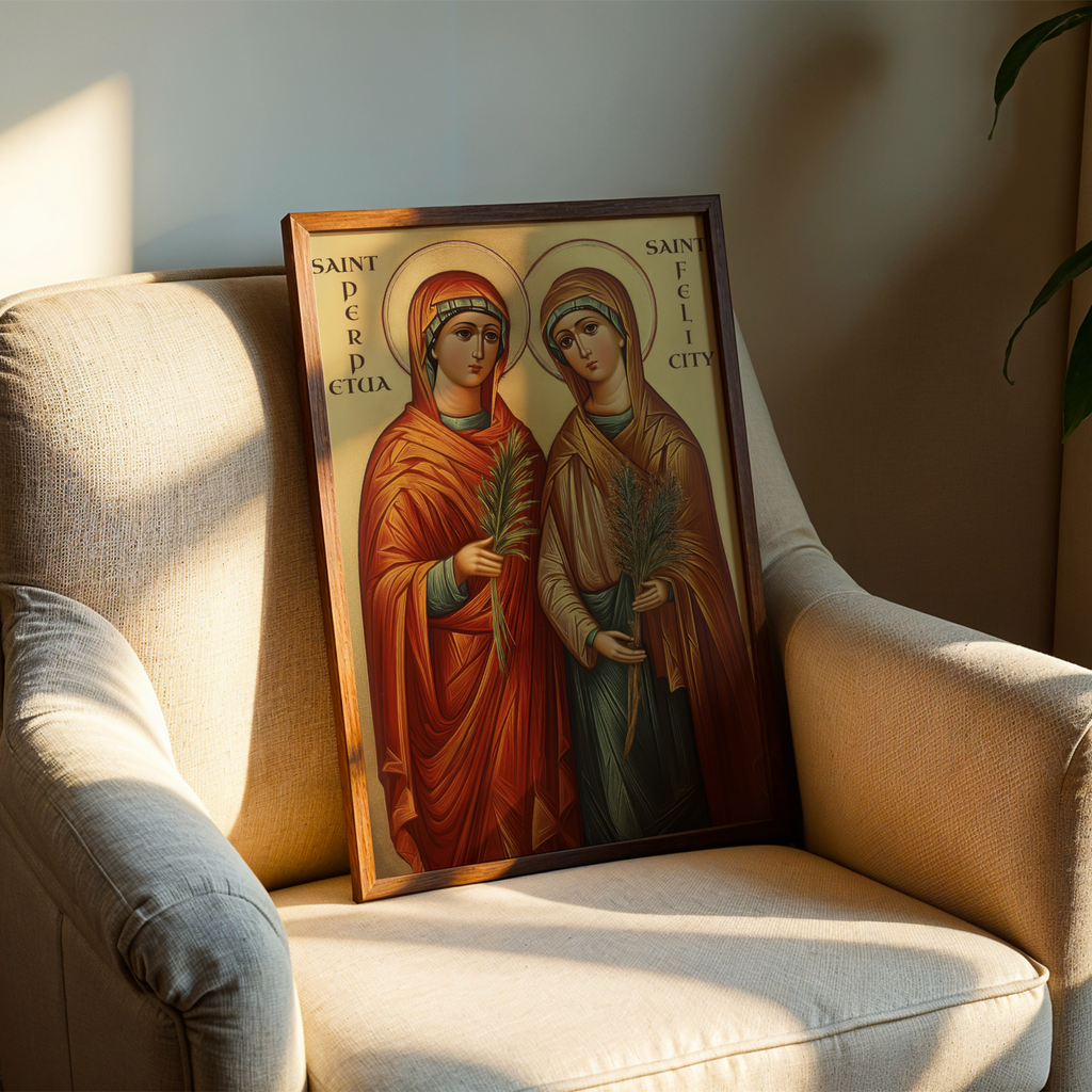Saints Perpetua and Felicity Icon Print, Women of Faith, Home Altar Decor, Holygraceart
