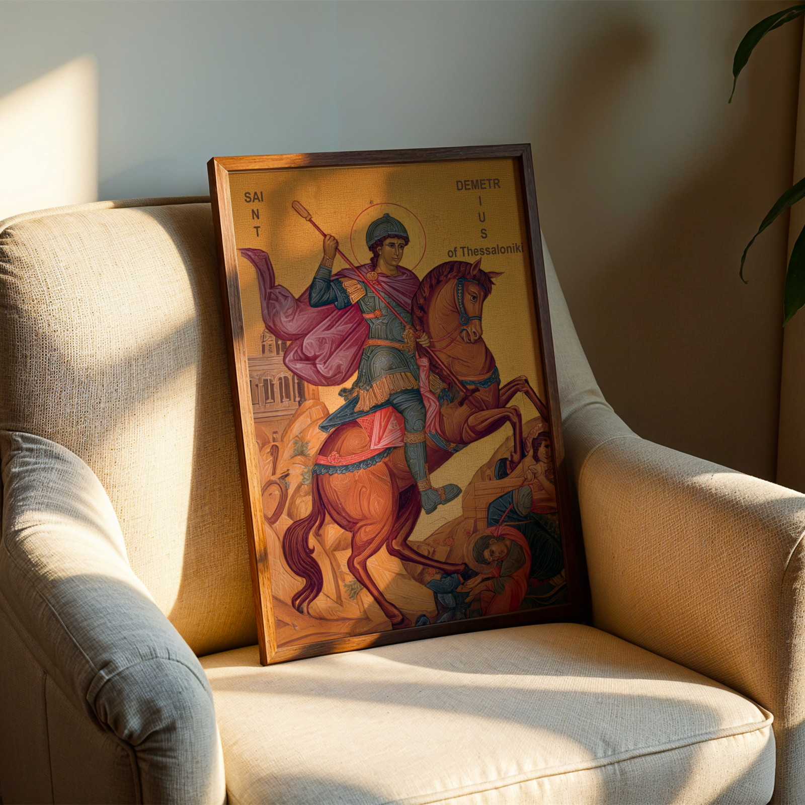 Saint Demetrius of Thessaloniki Icon Wall Art, Warrior Protection Gift Orthodox