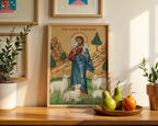 The Good Shepherd Icon Print, Baptism Gift, Sacred Wall Art for Prayer Corner, Holygraceart