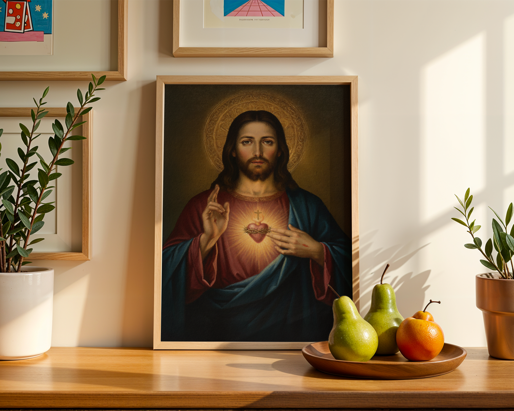 Sacred Heart of Jesus Portrait Print, First Communion and Faith Gift, Holygraceart