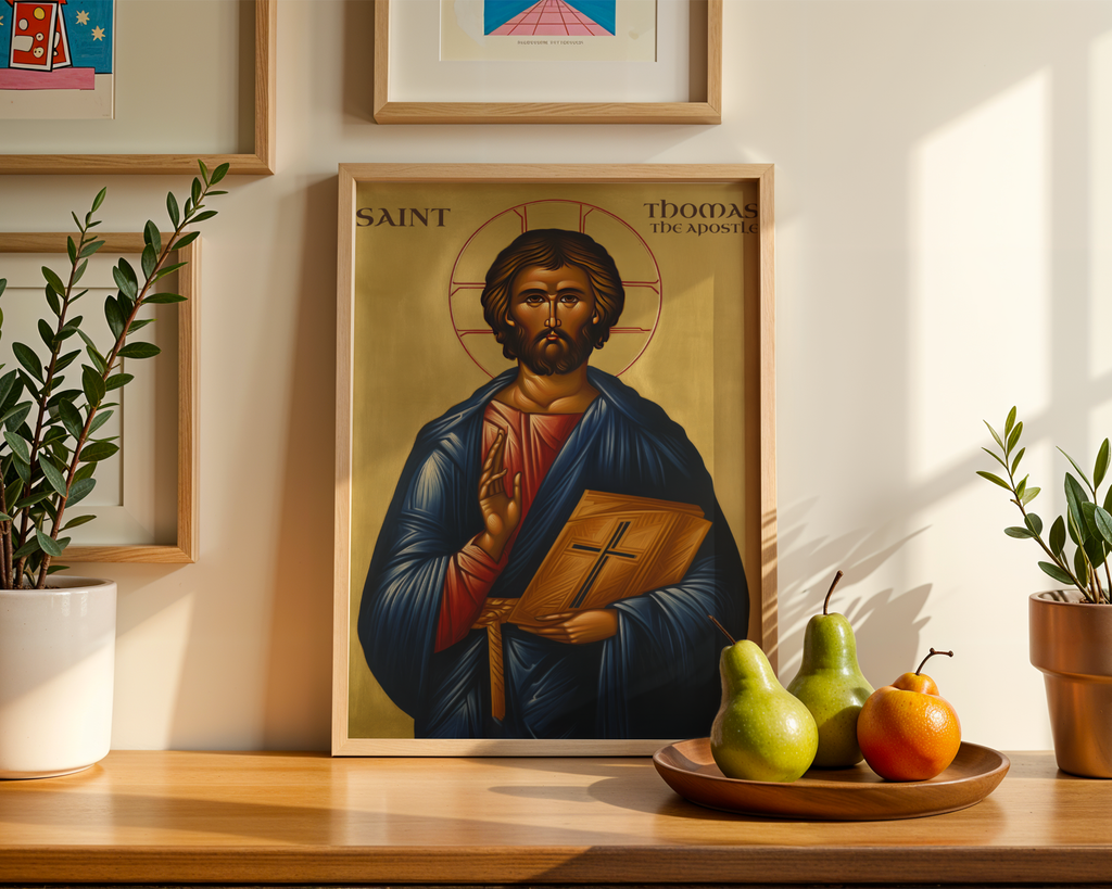 Saint Thomas the Apostle Icon Print, Baptism Gift, Apostolic Devotion Wall Art