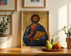 Saint Thomas the Apostle Icon Print, Baptism Gift, Apostolic Devotion Wall Art