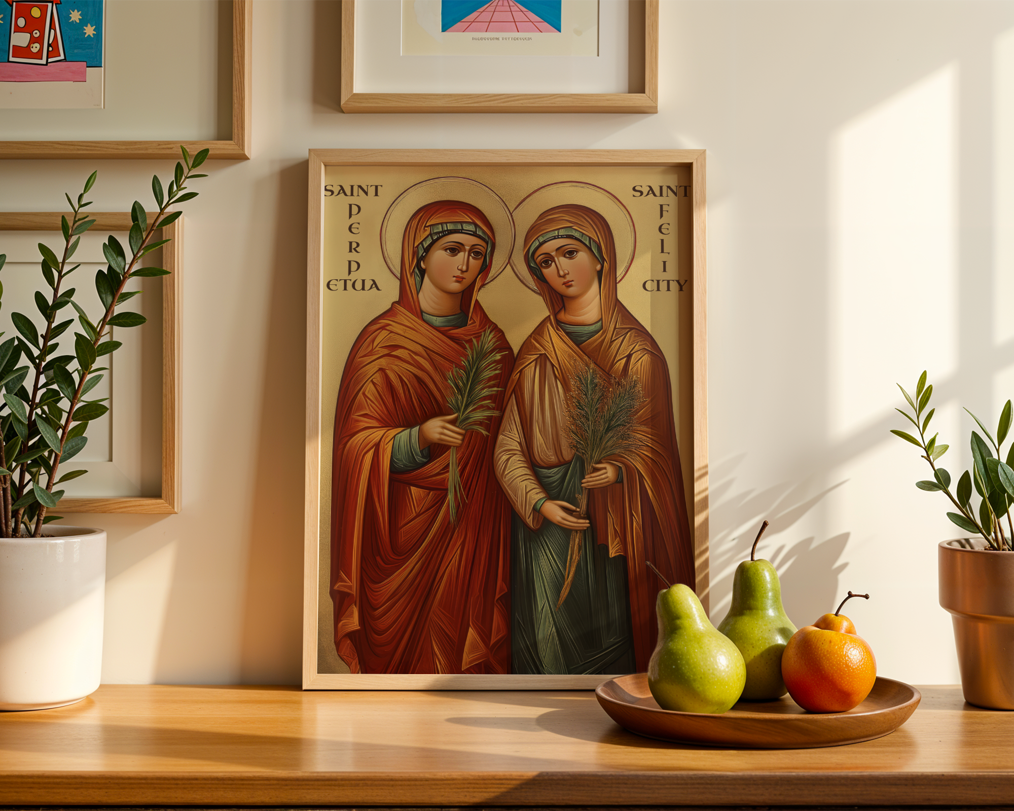 Saints Perpetua and Felicity Icon Print, Women of Faith, Home Altar Decor, Holygraceart