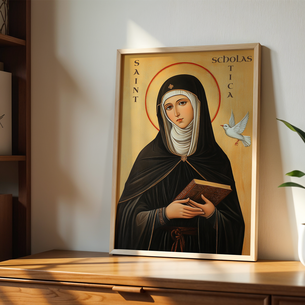 Saint Scholastica of Nursia, Patron Saint Gift, Orthodox Icon Print, Holygraceart