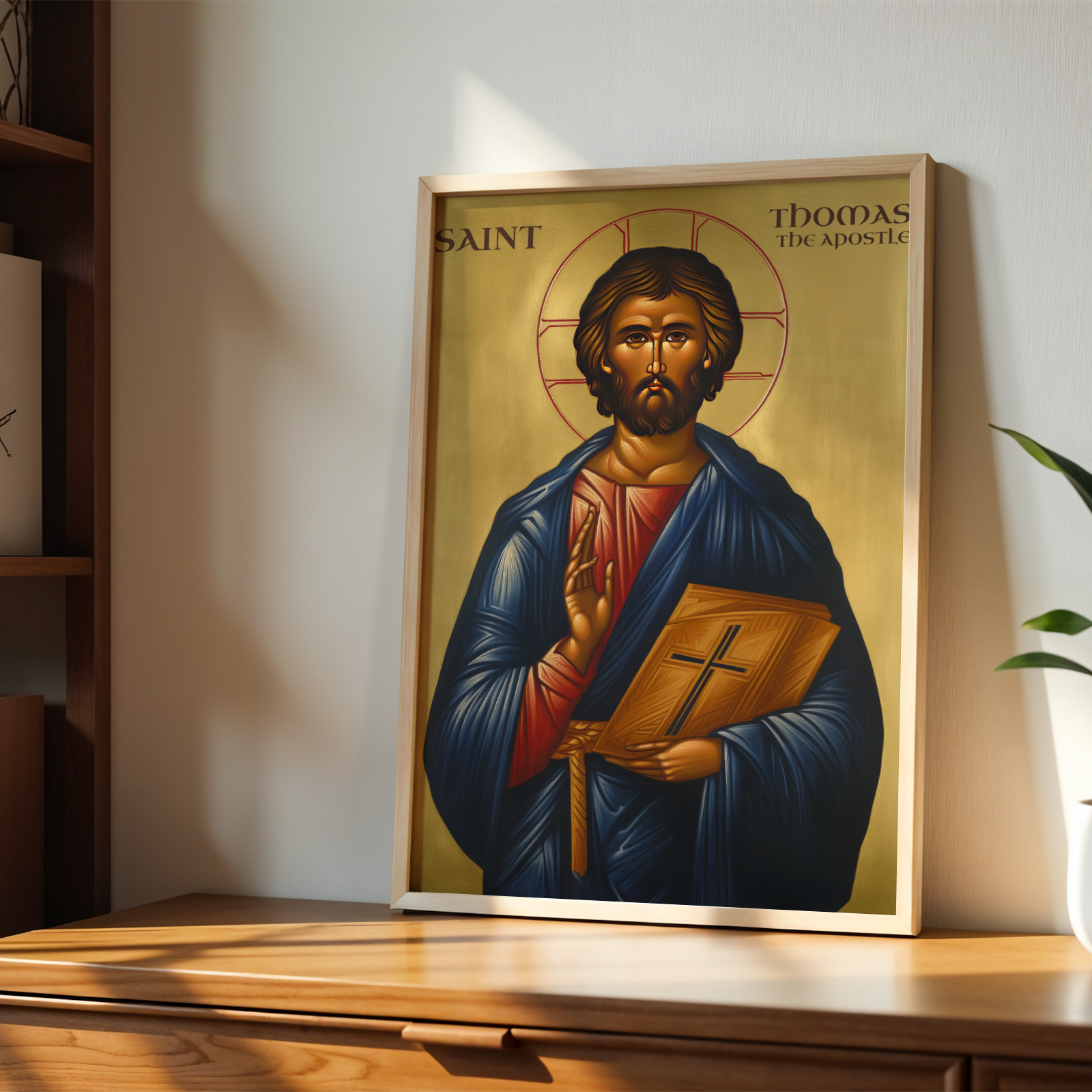 Saint Thomas the Apostle Icon Print, Baptism Gift, Apostolic Devotion Wall Art