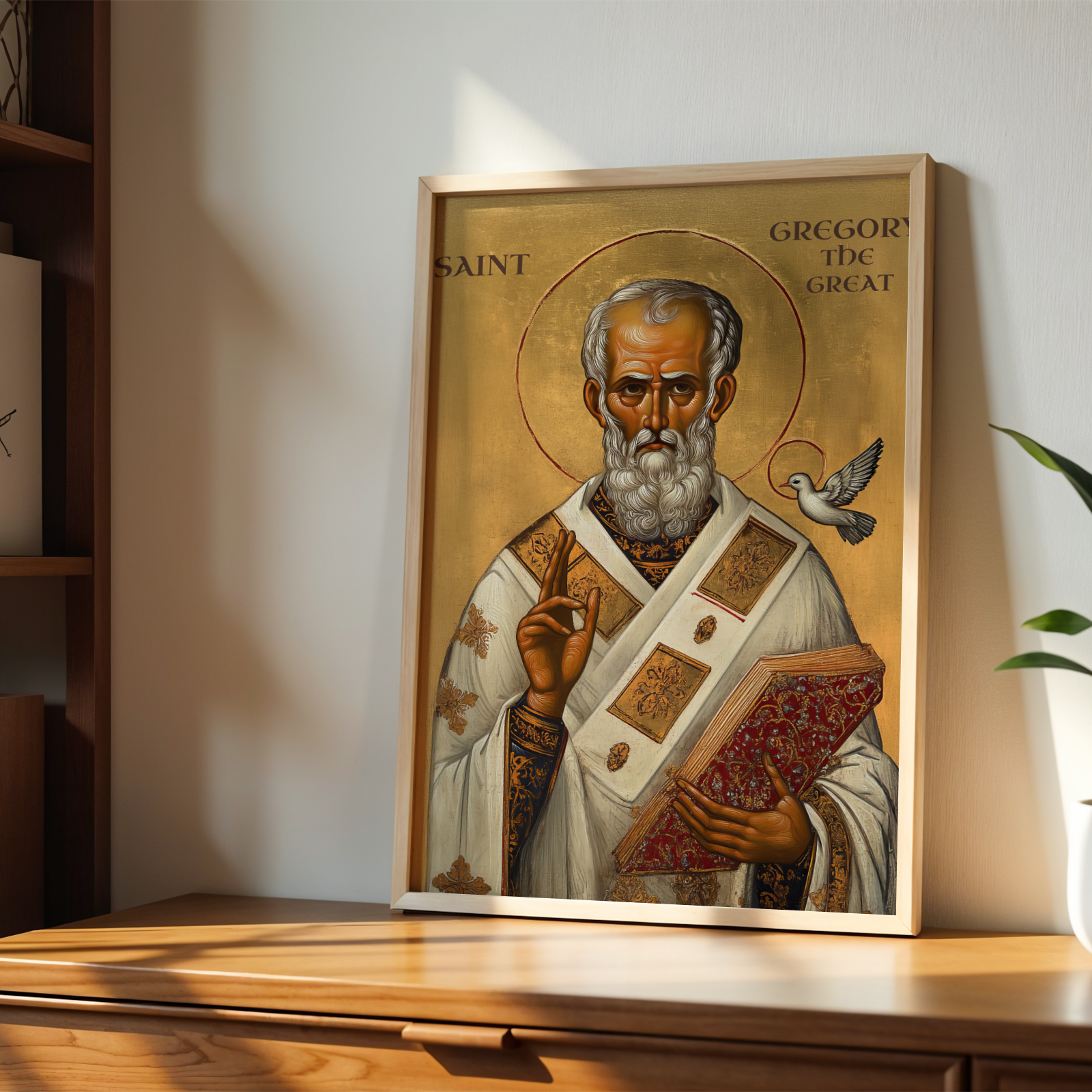 Saint Gregory the Great Icon Print, Doctor of the Church Gift Byzantine Wall Art, Holygraceart