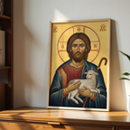 Christ the Good Shepherd Orthodox Icon Print, House Blessing Gift, Holygraceart
