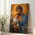 Saint Joseph with Child Jesus Print, Fathers Faith Gift, Christian Prayer Decor, Holygraceart