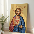 Sacred Heart of Jesus Orthodox Icon Wall Art, Devotional Gift, Prayerful Home Piece