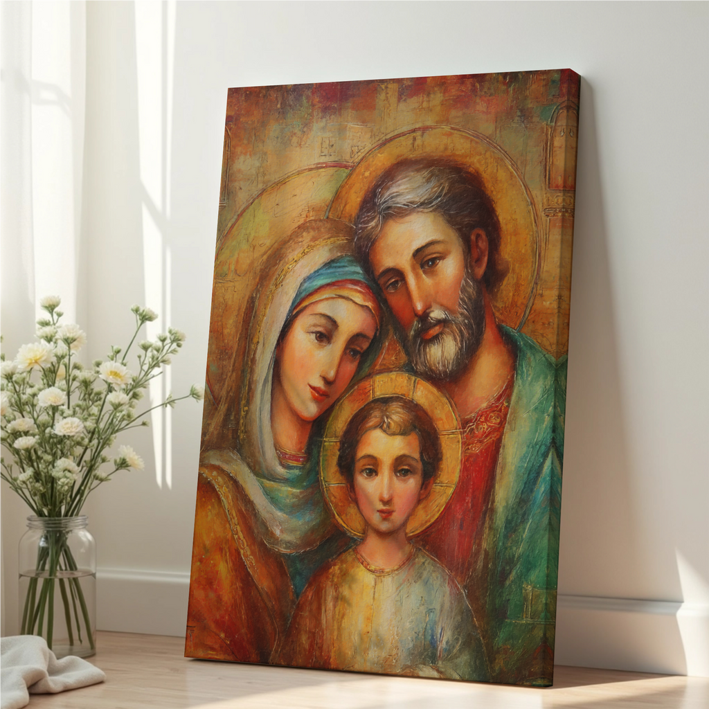 Holy Family Portrait Wall Art, Wedding and Housewarming Gift, Sacred Home Decor