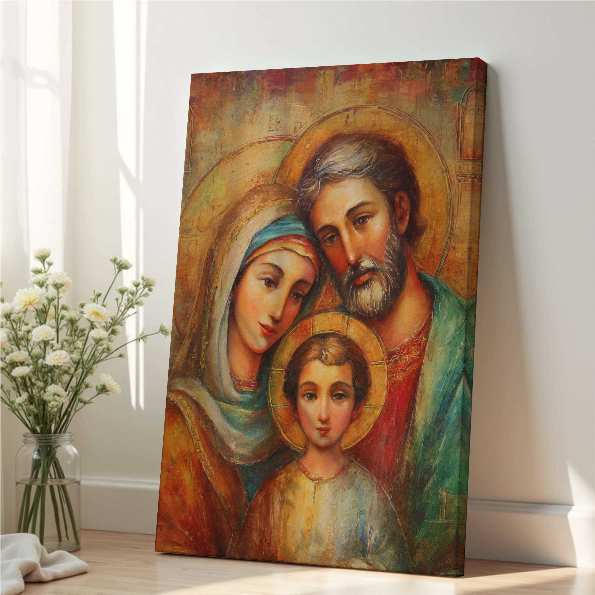 Holy Family Portrait Wall Art, Wedding and Housewarming Gift, Sacred Home Decor