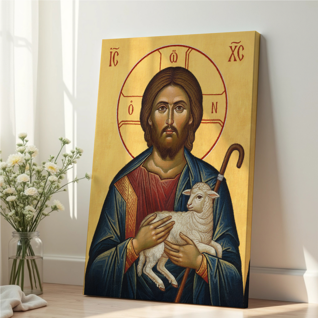 Christ the Good Shepherd Orthodox Icon Print, House Blessing Gift, Holygraceart
