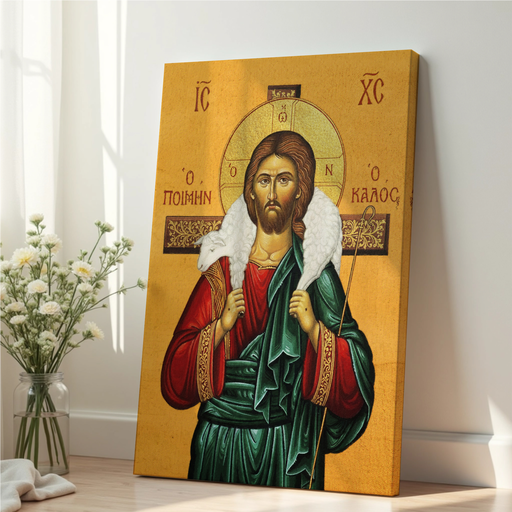 Jesus Christ the Good Shepherd Orthodox Icon Print, Sacred Wall Art, Holygraceart