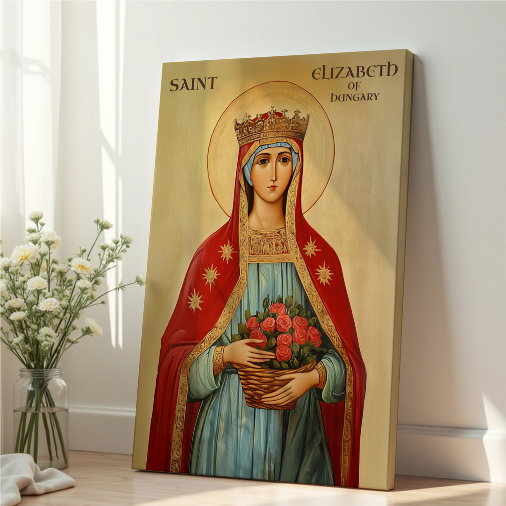 Saint Elizabeth of Hungary Icon Print, Charity and Roses Miracle Gift, Holygraceart