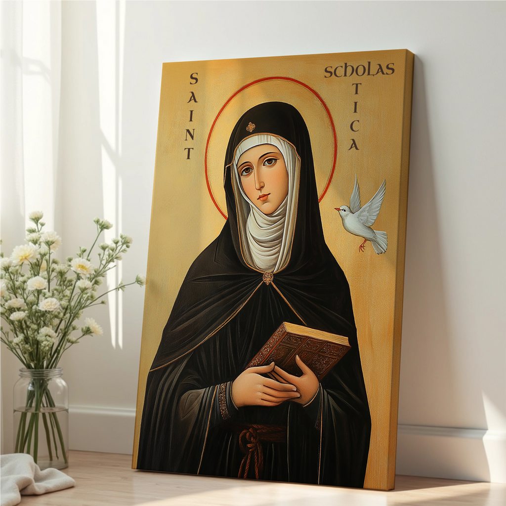 Saint Scholastica of Nursia, Patron Saint Gift, Orthodox Icon Print, Holygraceart