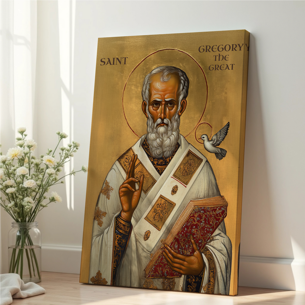 Saint Gregory the Great Icon Print, Doctor of the Church Gift Byzantine Wall Art, Holygraceart