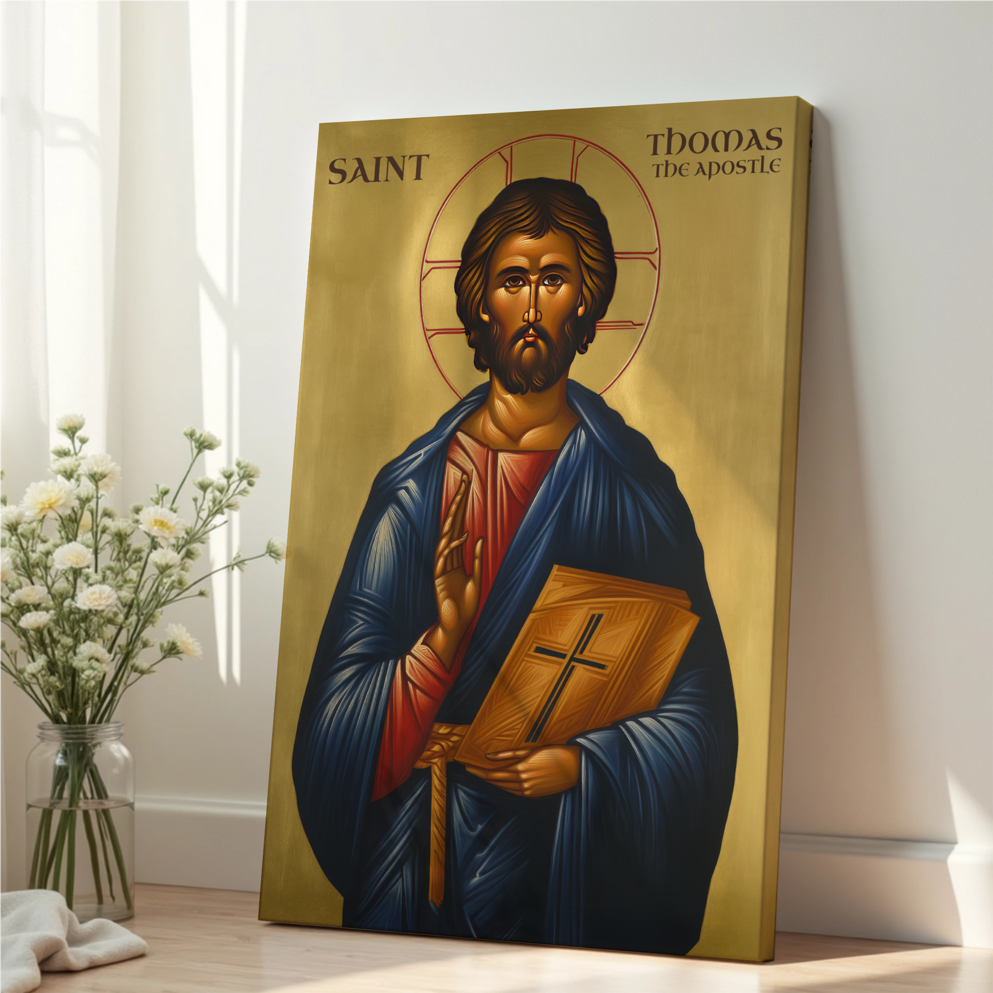Saint Thomas the Apostle Icon Print, Baptism Gift, Apostolic Devotion Wall Art
