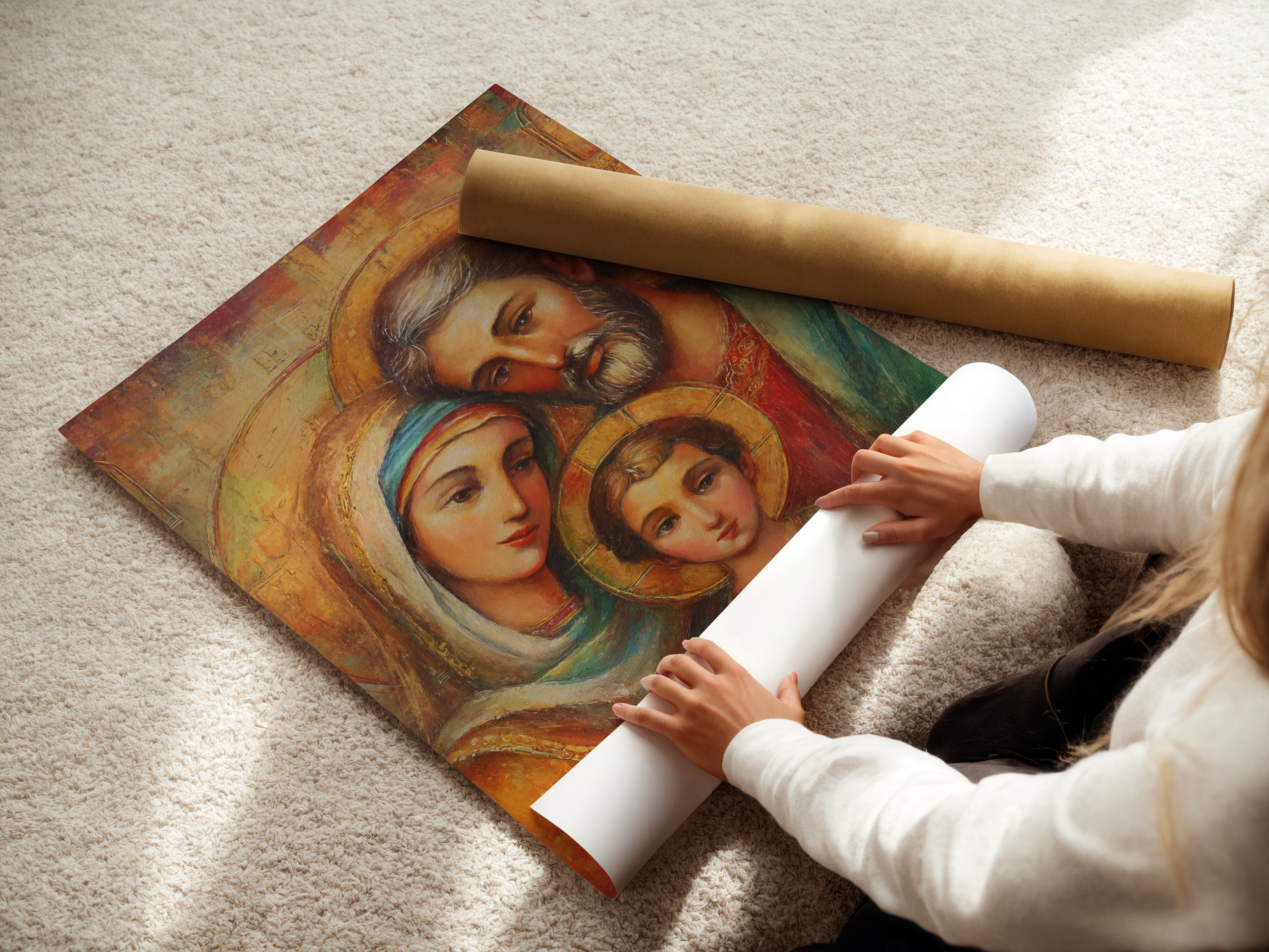 Holy Family Portrait Wall Art, Wedding and Housewarming Gift, Sacred Home Decor