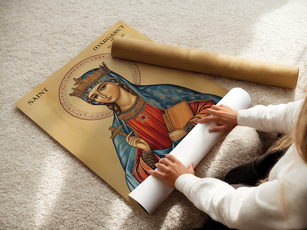 Saint Margaret of Scotland Icon Print, Scottish Catholic Decor, Prayer Gift, Holygraceart