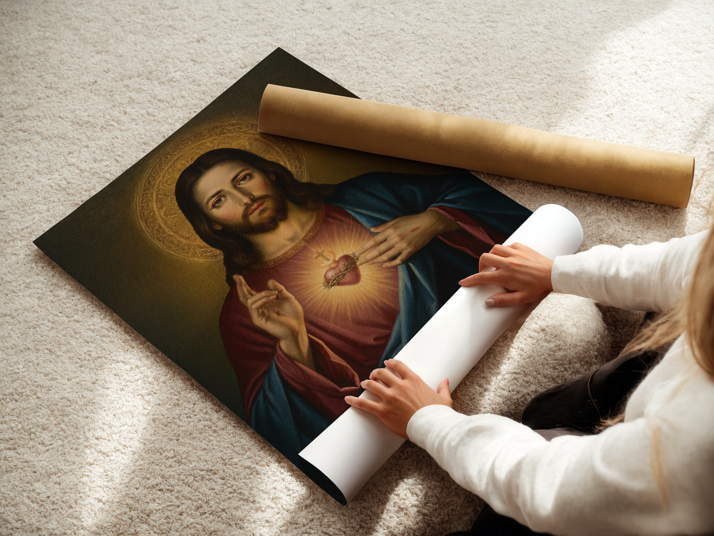 Sacred Heart of Jesus Portrait Print, First Communion and Faith Gift, Holygraceart