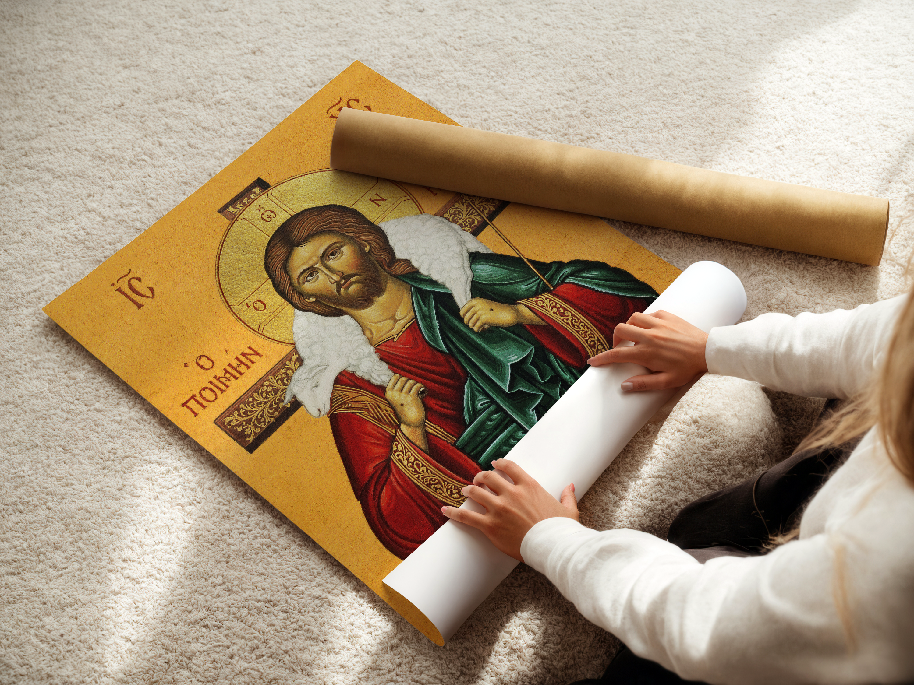 Jesus Christ the Good Shepherd Orthodox Icon Print, Sacred Wall Art, Holygraceart