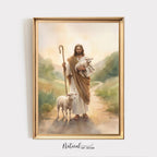 Jesus Christ the Good Shepherd – Watercolor Print, Lamb of God Gift