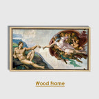 The Creation of Adam Panoramic Wall Art - Michelangelo Sistine Chapel Canvas Print - Large Renaissance Masterpiece