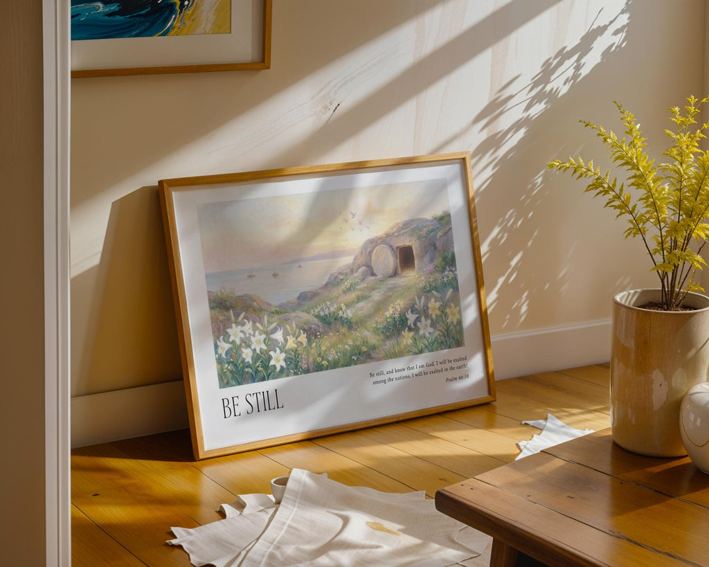 Be Still Christian Canvas Art, Empty Tomb Psalm 46:10 Scripture Print