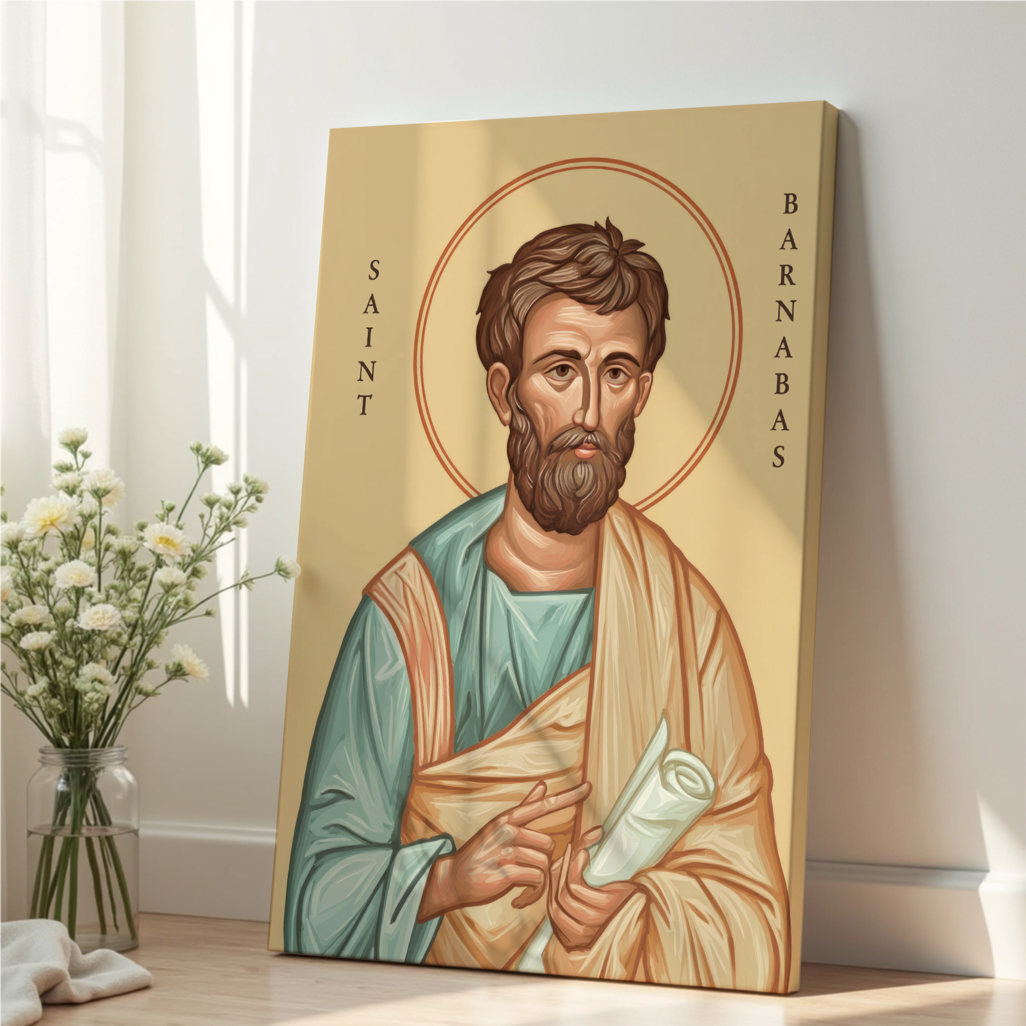 Saint Barnabas the Apostle Icon Print, Christian Mission Gift, Holygraceart