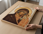 Theotokos Orthodox Icon Print, New Parents and Baptism Gift, Marian Family Blessing