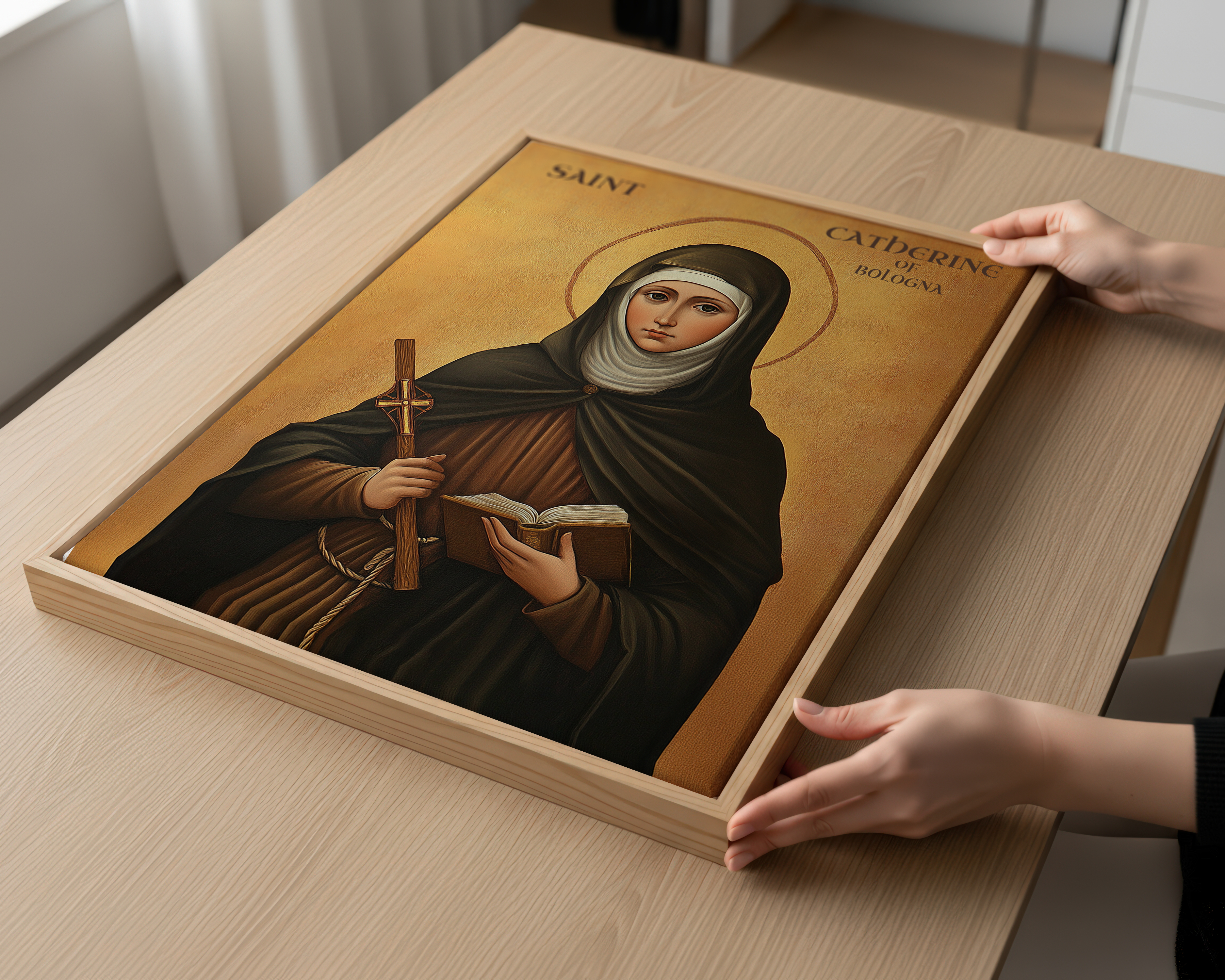 Saint Catherine of Bologna Icon Print, Artist Gift, Creative Faith Decor, Holygraceart