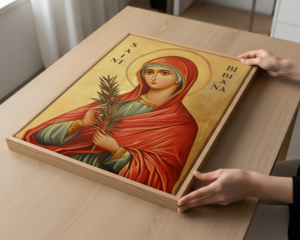 Saint Bibiana Icon Print, Healing Prayer Gift, Byzantine Home Decor, Holygraceart