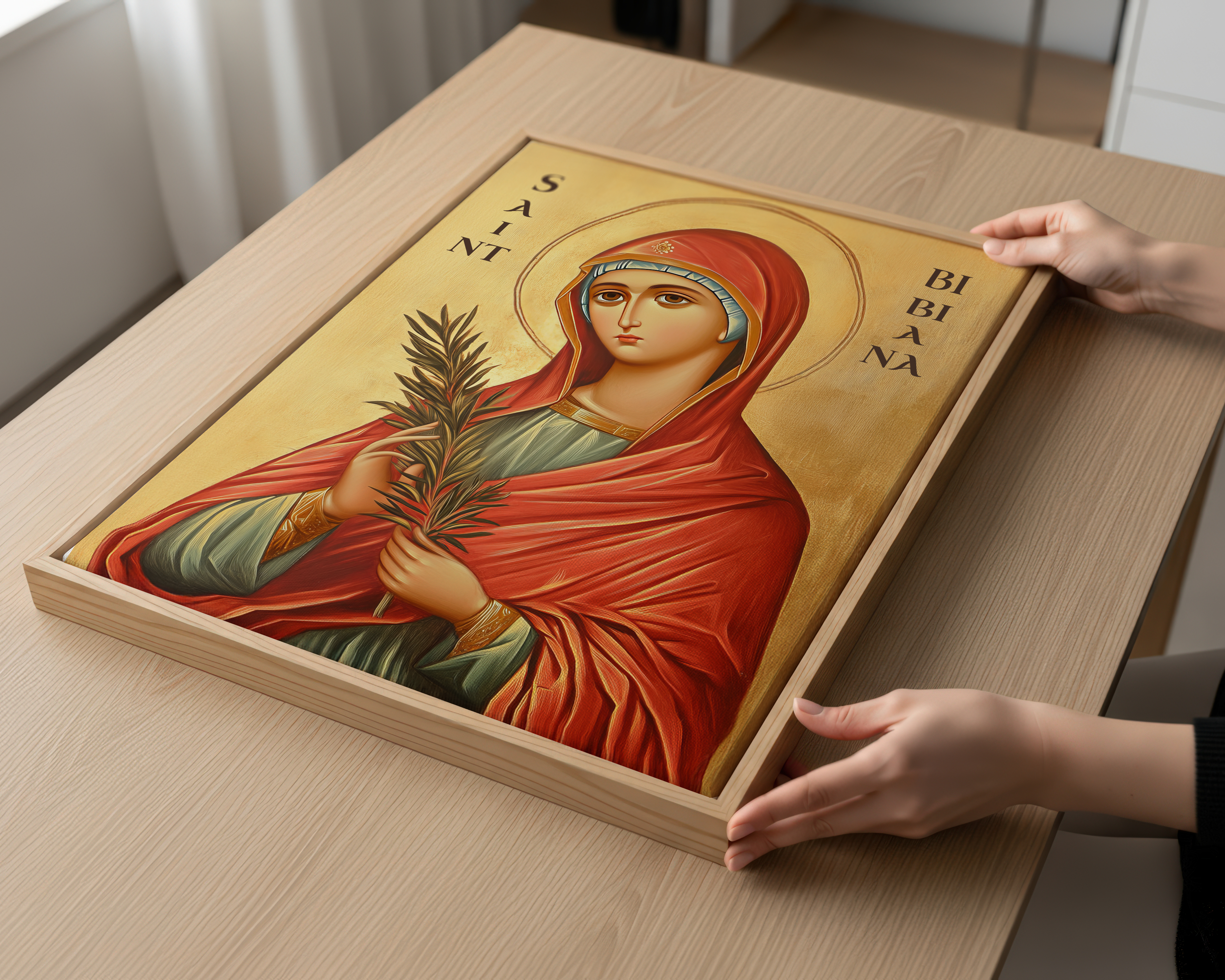 Saint Bibiana Icon Print, Healing Prayer Gift, Byzantine Home Decor, Holygraceart