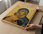 Virgin Mary and Child Orthodox Icon Print, New Parents Gift, Marian Nursery Blessing